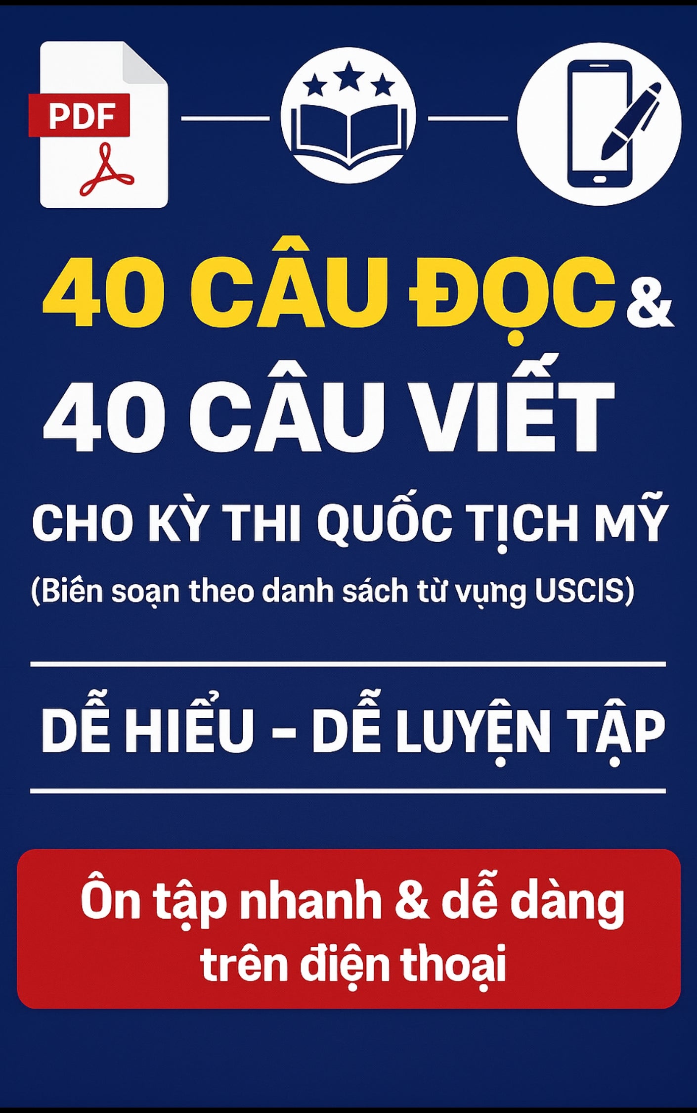 40 CÂU ĐỌC & 40 CÂU VIẾT CHI THI QUỐC TỊCH MỸ