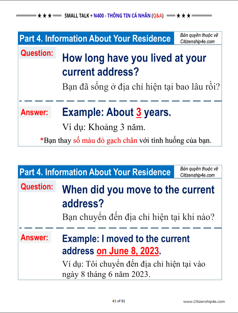 Small Talk & N400 Câu Hỏi Thông Tin Cá Nhân cho Thi Quốc Tịch Mỹ 2026
