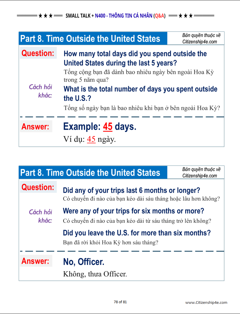 Small Talk & N400 Câu Hỏi Thông Tin Cá Nhân cho Thi Quốc Tịch Mỹ 2026
