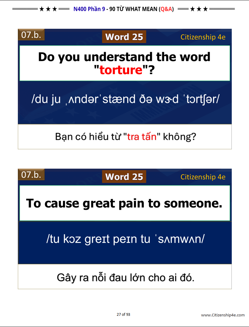 N400 Phần 9 - TOP 90 Từ What Mean cho PHỎNG VẤN QUỐC TỊCH MỸ