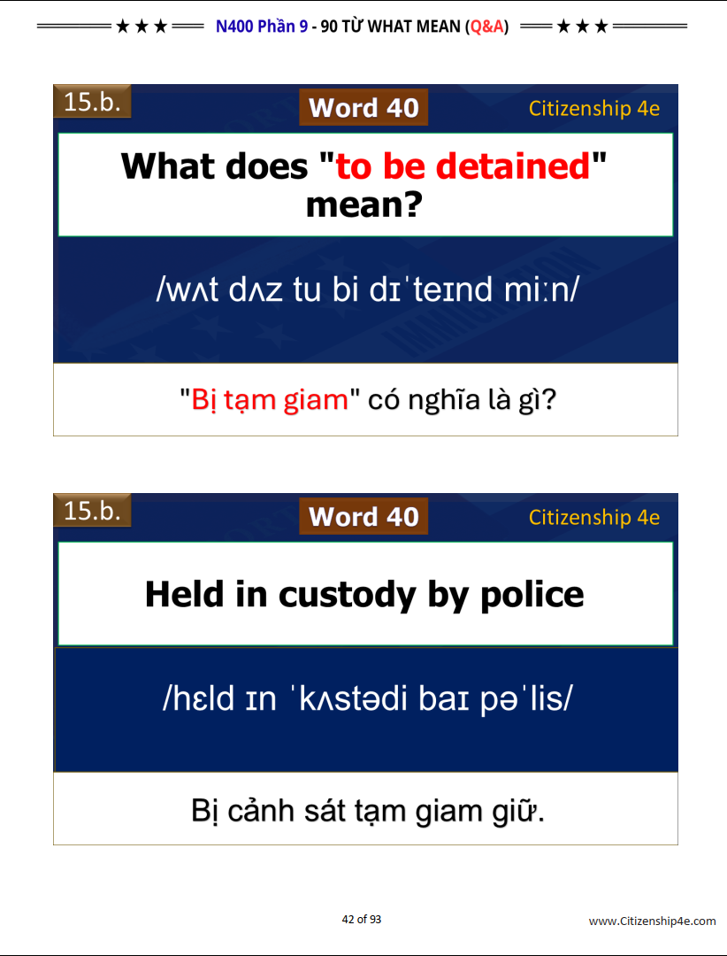 N400 Phần 9 - TOP 90 Từ What Mean cho PHỎNG VẤN QUỐC TỊCH MỸ