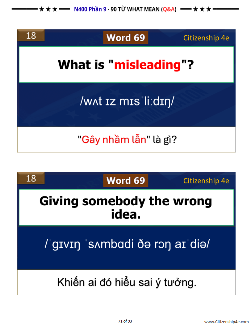 N400 Phần 9 - TOP 90 Từ What Mean cho PHỎNG VẤN QUỐC TỊCH MỸ